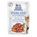 Brit Care Cat PB Fillets in Jelly – eend & kalkoen gestoomde filet in gelei – natvoer kat – sterilised
