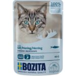Bozita Pouch Stukjes in sooss met haring 85g – natvoer kat