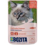 Bozita Pouch Stukjes in Gelei met zalm – natvoer kat – natuurlijk