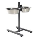 Voerbakstandaard Hoogteverstelbaar met 2 Roestvrijstalen Kommen – Trixie - Afbeelding 2