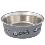 Kattenvoerbak RVS met Kunststofmantel met Vismotief – Trixie