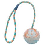 Speelbal van natuurrubber met touw, 6 cm bal en 30 cm touw – Trixie