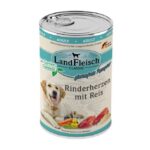 LandVlees Dog Classic Runderharten met rijst & groEendmix – natvoer hond – glutenvrij