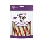 Hondensnack Kauwtwister Runderhuid met Eendenborst en Eendenhart – Dokas