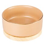 Keramische Voerbak met Houten Voet voor Voedsel en Water – DUVO Duvoplus