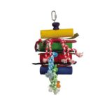 Vogelspeelgoed met Houten, Leren en Touwdelen aan Metalen Stok – Ollesch 116