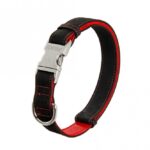 Leren Hondenhalsband met Aluminium Kliksluiting Zwart Rood 55-75 cm – Karlie Buffalo Ultra