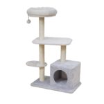 Kattenkrabpaal met Mand en Kattenhuis in Grijs – EBI Salinas