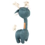 Blauwe Hondenknuffel Giraffe van Ribfluweel met Katoenen Touwstaart – D&D Home George