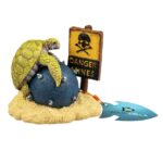 Aquariumdecoratie Schildpad op Mijn met Waarschuwingsbord – EBI Aqua Della Schildpad met Mijn - Afbeelding 2