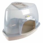 Overdekte Hoekkattenbak met Koolstoffilter Transparant Grijs – EBI Prism M