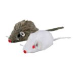 Set van 2 Pluche Kattenmuizen met Bel en Catnip, Grijs Wit – Trixie 4069-TRXI