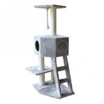 Hoek Krabpaal met Kattenhuis en Speeltouw Grijs – EBI Cassictree Rover