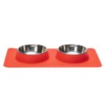 Hondenvoer- en Waterbakset met 2 Uitneembare RVS Bakken Rood – Karlie Dex - Afbeelding 2