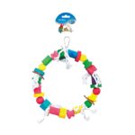 Vogelspeelgoed Ring met Touw, Houten Blokken en Leren Delen – DUVO 4745014-EBI