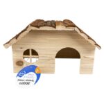 Knaagdierhuis van Hout met Schorsdak – DUVO 10256-EBI-VAR - Afbeelding 3