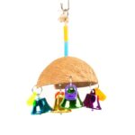 Vogelspeelgoed Kokosnoothelft met Belletjes – DUVO 11150-EBI