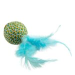 Kattenspeelbal met Veren en Belletje, Blauw – DUVO Jolly Ball