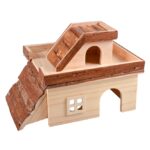 Knaagdierhuis van Natuurlijk Hout met Schorsdak – DUVO Hacienda