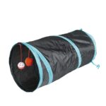 Kattenspeeltunnel Blauw-Zwart met Bal en Bel – DUVO 13195-EBI