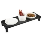 Kattenvoerbakset met Drie Keramische Bakken en Metalen Standaard – DUVO Stone Up Buffet Square - Afbeelding 2