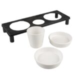 Kattenvoerbakset met Drie Keramische Bakken en Metalen Standaard – DUVO Stone Up Buffet Square - Afbeelding 3
