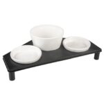 Keramische Voerbakset met Metalen Standaard – DUVO Stone Up Buffet Triangle