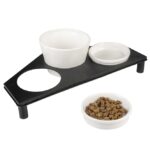 Keramische Voerbakset met Metalen Standaard – DUVO Stone Up Buffet Triangle - Afbeelding 2
