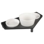 Keramische Voerbakset met Metalen Standaard – DUVO Stone Up Buffet Triangle - Afbeelding 3