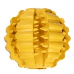 Gele Rubberen Hondenbal met Tandverzorgende Ribbelstructuur – DUVO Griplay
