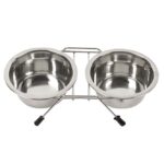 Dubbele RVS Voer- en Drinkbakstandaard met 2 Bakken van 240 ml – DUVO 16121-EBI