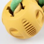 Rubberen Hondenhalter met Katoenen Touw en Twee Ballen Geel – DUVO Rubrop - Afbeelding 2