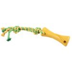 Hondenspeeltje van Rubber met Katoenen Touw en Halter Geel – DUVO 16271-EBI