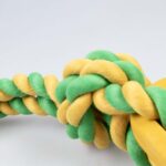 Hondentrekspeelgoed met Rubberen Stick en Katoenen Touw Geel – DUVO Rubrop - Afbeelding 2