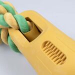Hondentrekspeelgoed met Rubberen Stick en Katoenen Touw Geel – DUVO Rubrop - Afbeelding 3
